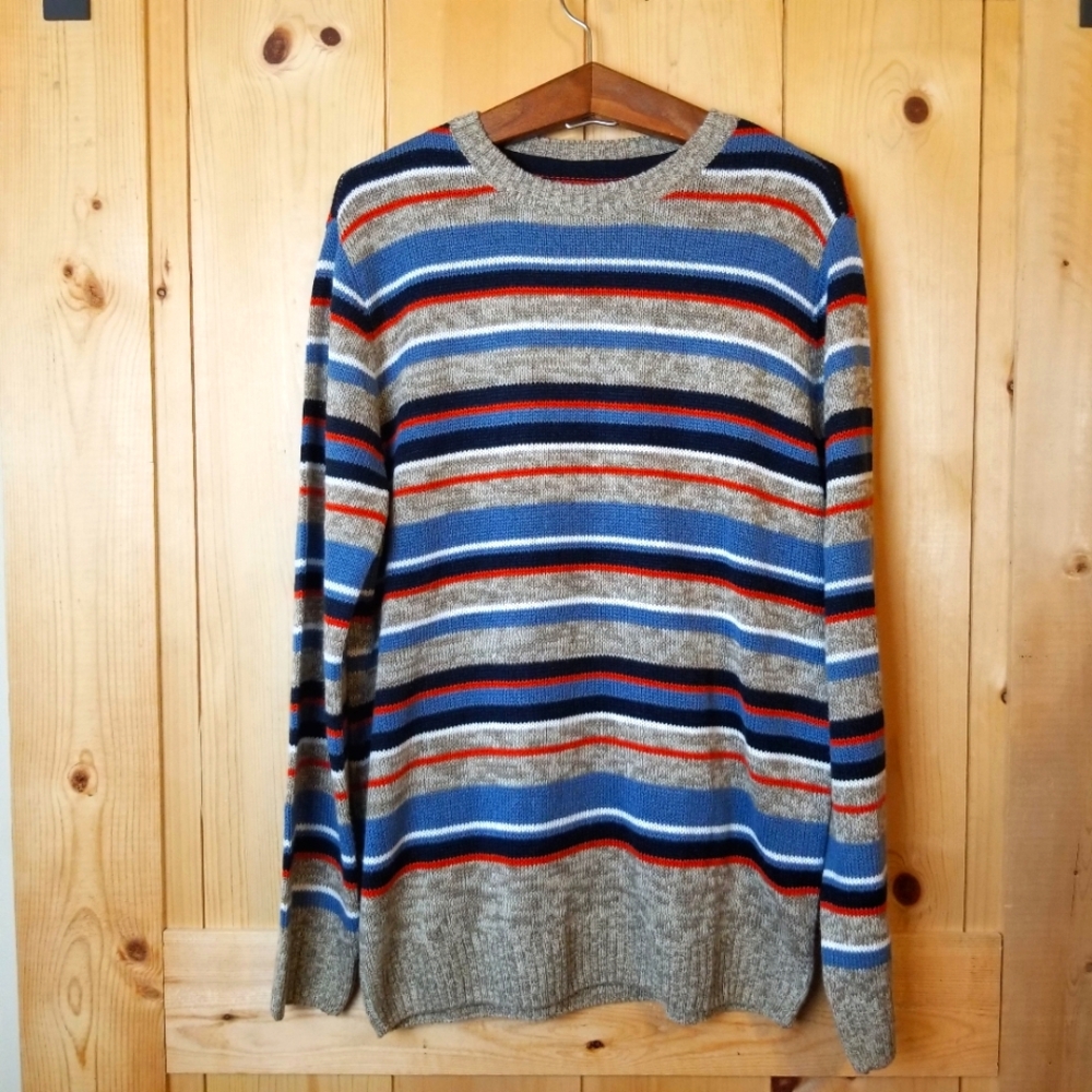 Method Multi Stripe Boho Crewneck Long Sleeve Sweater